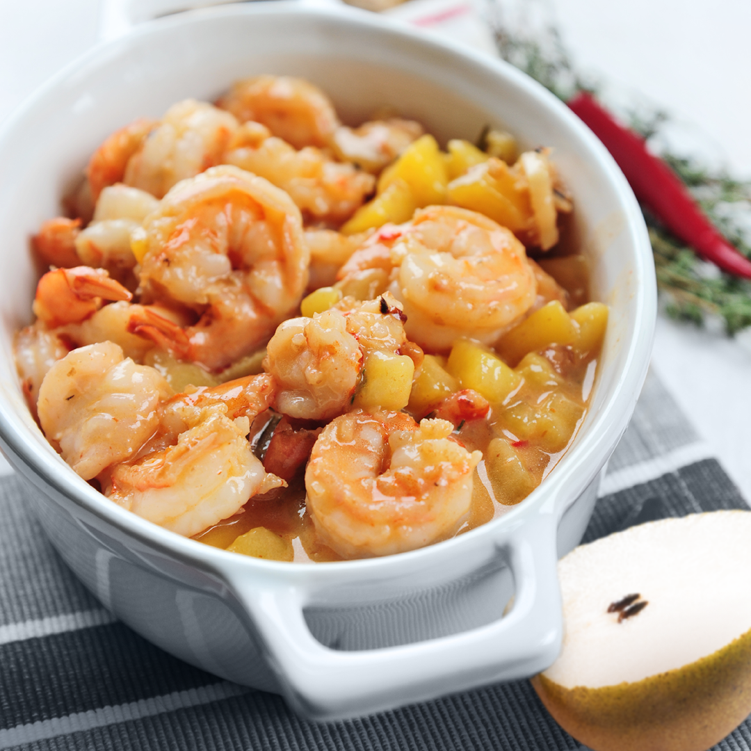 gambas au curry et poires Angys®